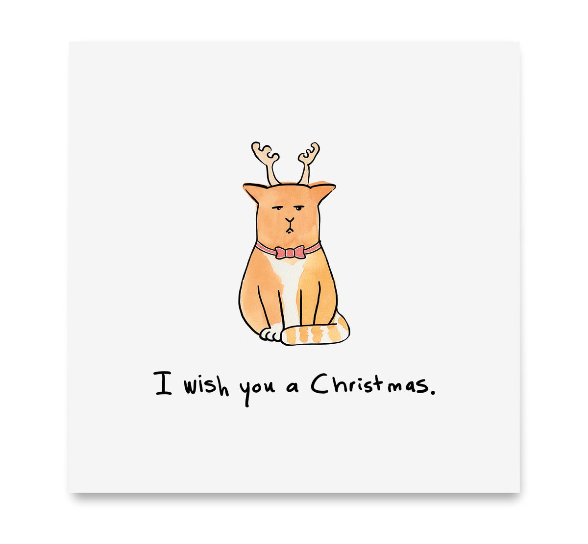 Handgemaakte wenskaart - Kat als rendier - Mags Up Your Mind